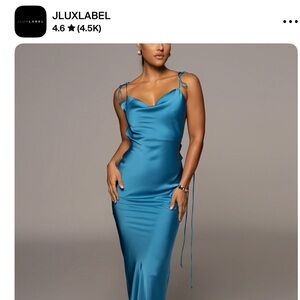 Blue Satin Maxi Dress